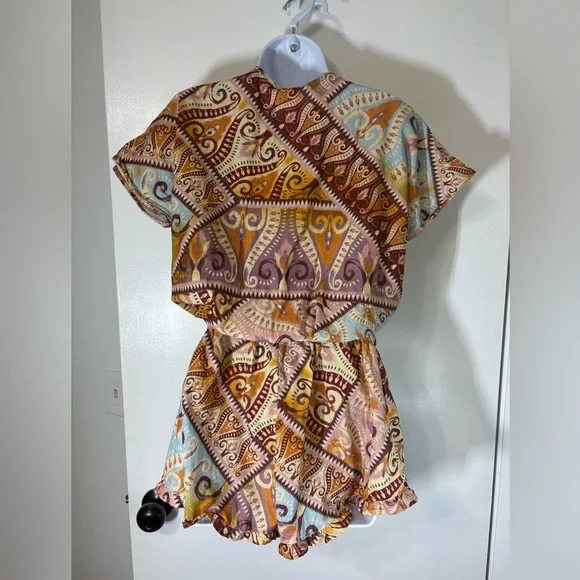 NWT Agua Bendita Zendaya Leva Cotton Ethnic Aztec Multicolor Romper Size Medium - Picture 6 of 11